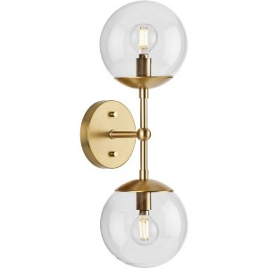 Progress Lighting Atwell 2-Light Wall Sconce, Brushed Bronze, Clear Glass Globe Shades - 1 of 1