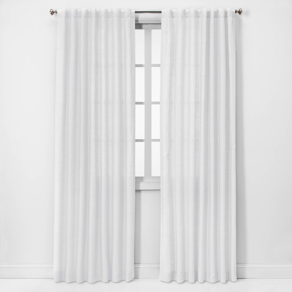 Photos - Curtains & Drapes 54"x95" Light Filtering Linen Window Curtain Panel White - Threshold™