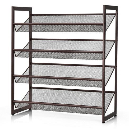 5 Tier Shoe Rack Black Metal With Natural Wood - Brightroom™ : Target