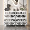 Hitow White 8 Drawer Horizontal Dresser with Carved Mirror Chest of Drawers - 2 of 4