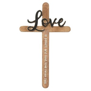 Dicksons Love Is Patient And Kind Love Never Fails Brown 5.75 x 9.25 Resin Decorative Wall Cross - 1 of 2