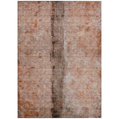 Orange Peach And Brown Abstract Washable Indoor Outdoor Area Rug