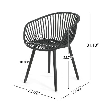 Modern 7-Piece Black and Teak Outdoor Dining Set