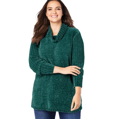 Woman Within Plus Size Chenille Cowlneck