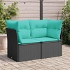vidaXL Patio Sofa with Cushions - 2-Seater Outdoor Loveseat - Black Poly Rattan - Storage Function - Comfortable - UV-Resistant - 2 of 4