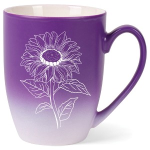 Elanze Designs 12 Ounce Vibrant Two Toned Ombre Ceramic Tea Coffee Cup Mug Purple White Joyful Sunflower - 1 of 4