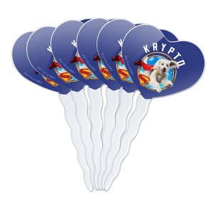 Superman 2025 Krypto Sky Heart Love Cupcake Picks Toppers Decoration Set of 6 - 1 of 4