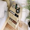 GlasFlength Nightstands Rattan Nightstand Modern Bedside Table Cane Accent Bedside End Table for Bedroom Modern, Beige, 14.9"*11.2"*23.6" - 4 of 4