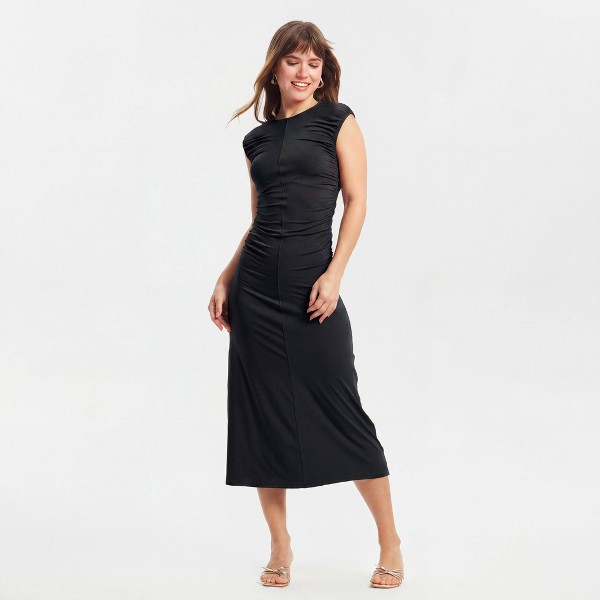 Vestido midi de manga corta con cintura fruncida para mujer - A New Day™ 3