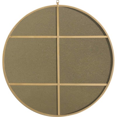 Contemporary Black Round Wood and Metal Wall Mirror, 42 Inch