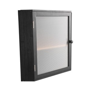 VEVOR Corner Bread Box for Kitchen Counter, Double Layer Large Capacity Bamboo Bread Storage Container, Farmhouse Wooden Breadbox, Black - 1 of 4