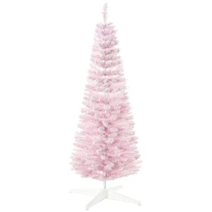 Aghana Digitals 6' Slim White Artificial Christmas Tree with Snow-Flocked Branches, 390 Tips, Flame - 1 of 4