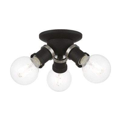 Livex Lighting Lansdale 3 - Light Flush Mount in  Black/Brushed Nickel