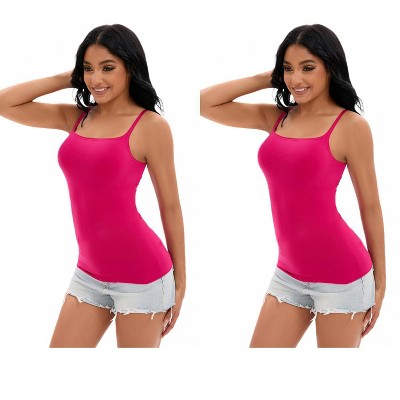 INSPIRE CHIC 2 Pcs Women's Adjustable Straps Cami Tummy Control Slimming No Trace Shapewear Camisole