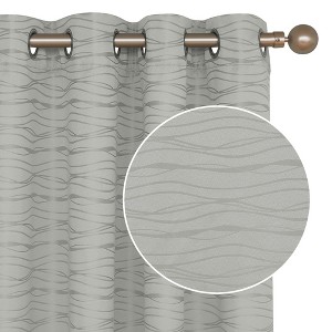 Deconovo Wave Pattern Blackout Grommet Curtains, 2 Panels - 1 of 4