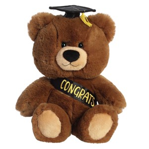 Aurora Medium Hugga-Wug Bear Graduation Commemorative Stuffed Animal Brown 10" - 1 of 4