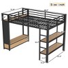 KWPZQEB Full/Queen Size Loft Bed with Safety Guardrail & Ladders, Metal Loft Bed w/ Pegboard, Wardrobe & Storage Shelve, No Box Spring Required, Black - 4 of 4