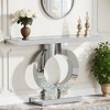 MAYEERTY 43" Mirrored Console Table, Modern Silver Sofa Table with O-Shaped Base - 3 of 4