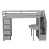 Whisen Modern Design Twin Size Wooden Loft Bed with Storage Drawers, Desk and Stairs - 4 of 4