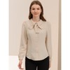 Allegra K Women's Peter Pan Collar Bow Tie Neck Puff long Sleeve Workwear Button Blouses - 2 of 4