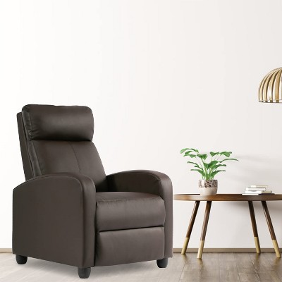Brown Faux Leather Swivel Recliner with Manufactured Wood Frame