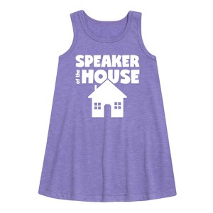 Girls' - Instant Message - Speaker Of The House Graphic Sleeveless Aline Dress - 1 of 4