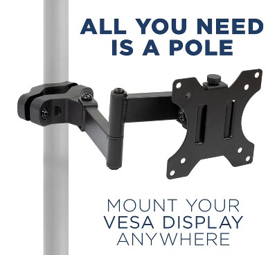 Black Steel Full Motion VESA Pole Mount for 32" TVs and Monitors