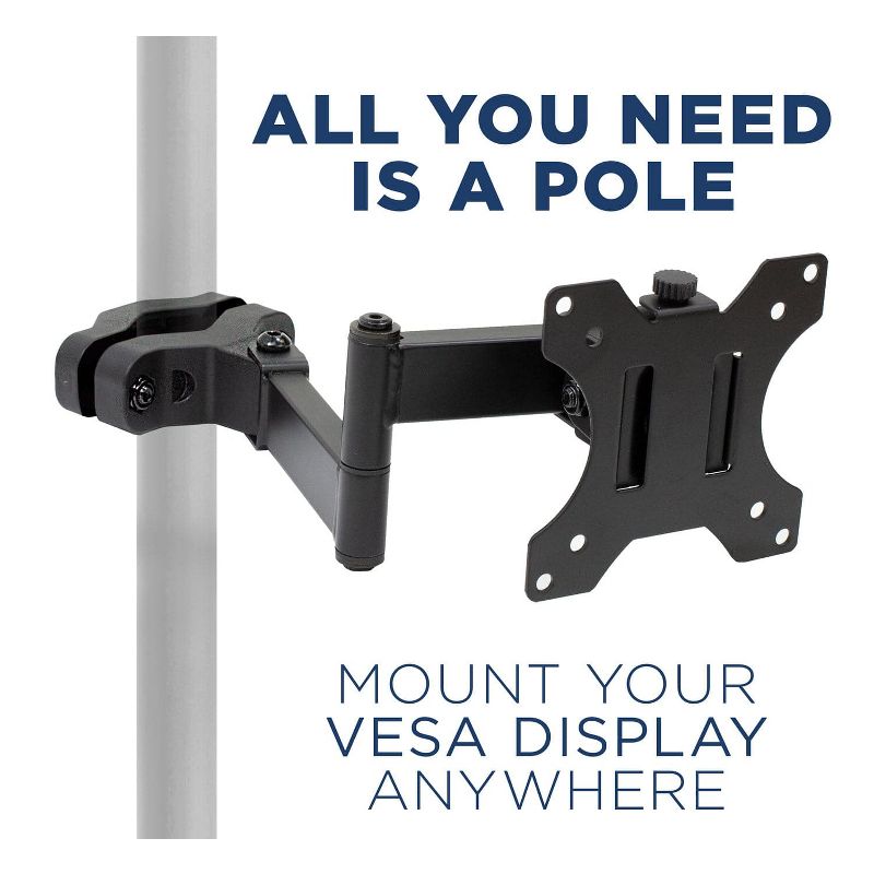 Mount-It! Universal VESA Pole Mount with Articulating Arm | Full Motion TV Pole Mount Bracket | VESA 75 100 | Fits TVs or Monitors Up to 32 Inches, 2 of 9