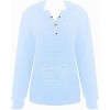 Coolmee Women's Hoodies Button V Neck Sweatshirt Casual Long Sleeve Tops Drawstring Hooded Sweatshirt - 3 of 3
