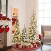 LuxenHome 3-Piece Flocked Artificial Tree Set with Lights and Metal Stand Green - 2 of 4