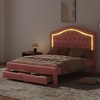 NicBex Upholstered Platform Bed with Tufted Headboard,LED and Drawer for Kids Teens Adults,Pink/White - image 4 of 4