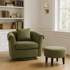 GlasFlength Accent Chairs Swivel Accent Chair Chenille Barrel Armchair with Ottoman Set Modern Side Chair for Room, Green, 27"*24.6"*24.8" - 2 of 4