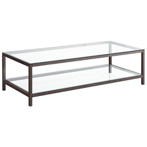 Trini Coffee Table with Glass Top and Shelf Black Nickel - Coaster - 1 of 4