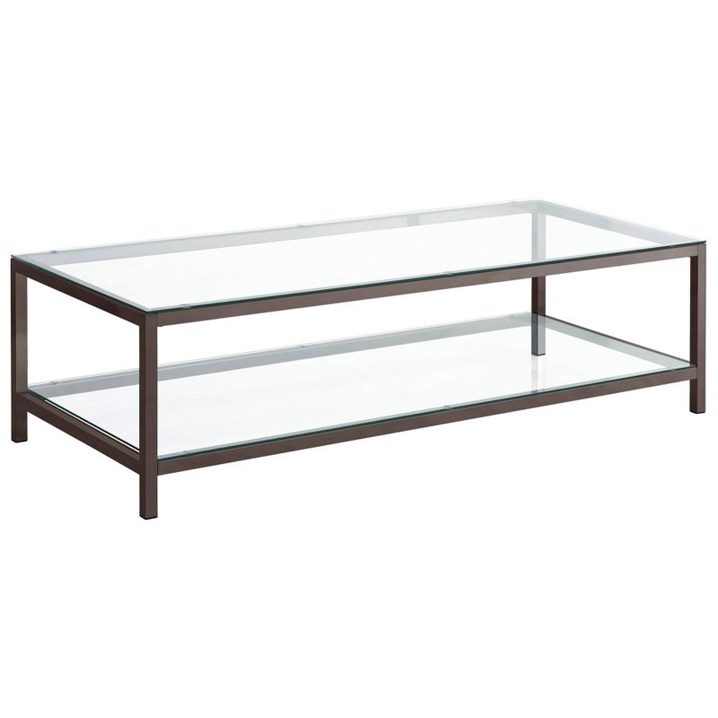 Trini Coffee Table with Glass Top and Shelf Black Nickel - Coaster, 1 of 5
