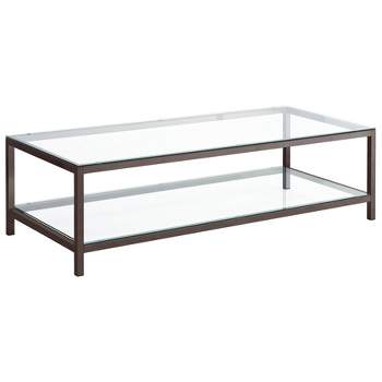 Trini Coffee Table with Glass Top and Shelf Black Nickel - Coaster