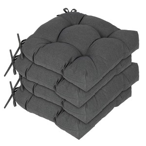 Aoodor 19x19x5 Inch Tufted Outdoor Chair Cushions, Water and Fade Resistant Polyester Dining Chair Pads with Ties for Patio Furniture, Set of 4 - 1 of 4