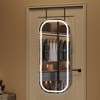 Fredees LED Mirror Jewelry Cabinet, Wall Mount or Over-the-Door Armoire with Rounded Mirror, Storage, Foldable Shelf & Lockable Interior, 16" Wide - 4 of 4