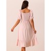 Seta T Women's Summer Square Neck Puff Short Sleeve Smocked Back Midi Dress with Pockets - 4 of 4