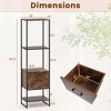 Costway 5-Tier Bookshelf with 4 Open Shelves Storage Drawer Modern Book Storage Organizer Brown/White - 3 of 4