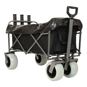 NAYSAYE Wagons Fishing Cart with Rod Holders and All Terrain Wheels for Beach and Outdoor Use, Black, 44.88"*25.98"*44.49" - 1 of 4