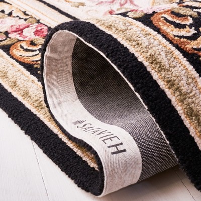 Ivory and Black Hand-Knotted Wool Area Rug