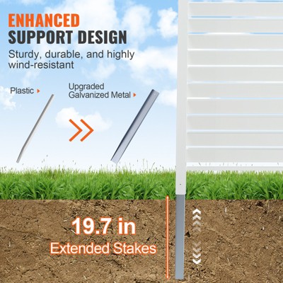 White 48" x 48" Vinyl Privacy Fence Panels with Galvanized Metal Stakes
