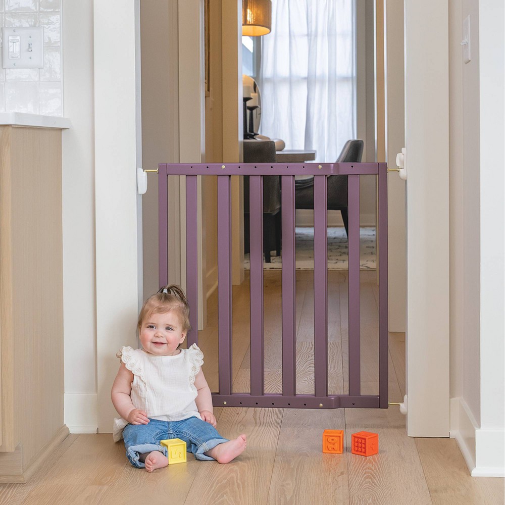 Toddleroo by North States Luxecraft Hardware Mount Wood Swinging Baby Gate 25.25"-39.25" - Plum
