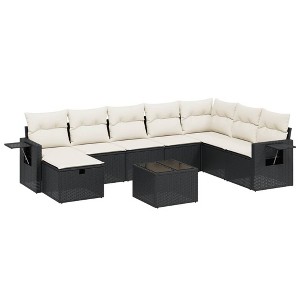 vidaXL 9 Piece Patio Sofa Set with Cushions Beige Poly Rattan - 1 of 4