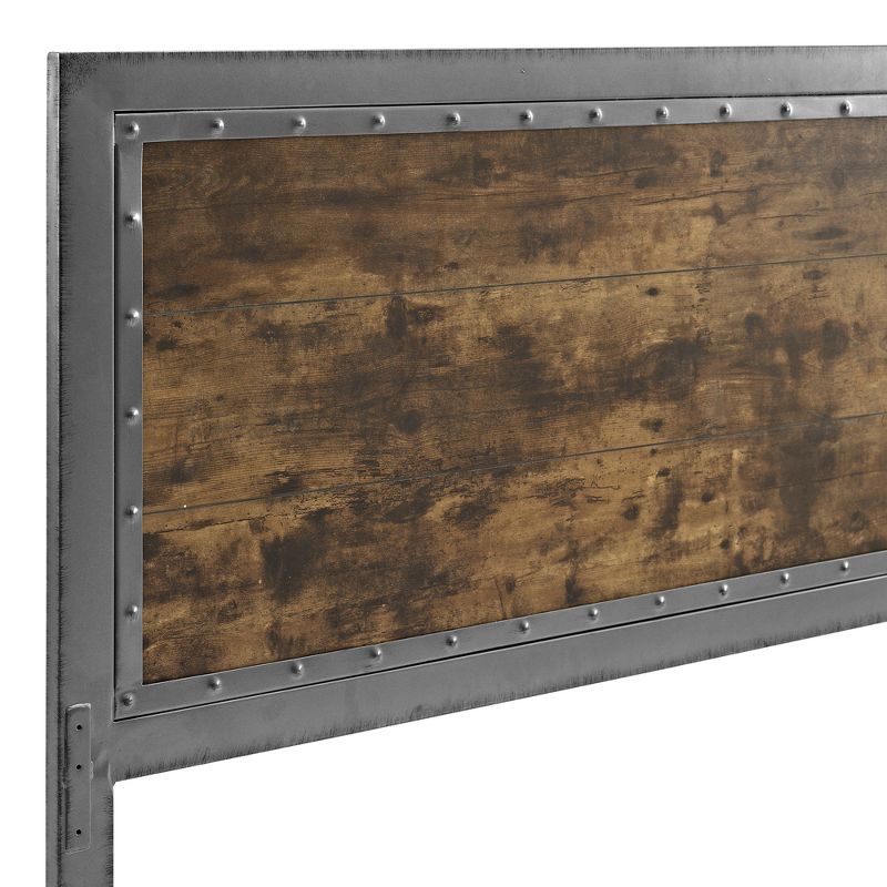 Queen Urban Industrial Wood and Metal Panel Headboard Brown - Saracina Home, 6 of 7