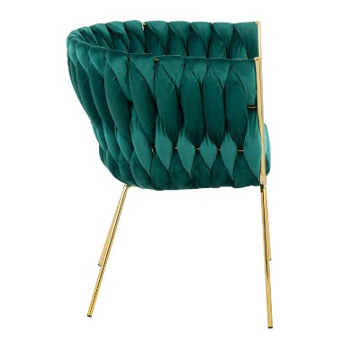 Green Velvet Barrel Accent Chair with Gold Metal Legs