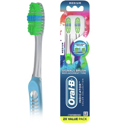 Oral-B Indicator Color Collection Toothbrushes, Medium, 2 Count