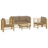 vidaXL 5-Piece Durable Bamboo Patio Lounge Set with Taupe Cushions, Includes Corner Sofas and Chairs - Ideal for Garden or Outdoor Lounge Space - 3 of 4