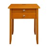 Solid Wood Nightstand with USB Port Honey Oak - Flora Home - image 2 of 4