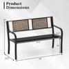 Costway 50" Outdoor Metal Park Bench with Rattan-Like Backrest & Curved Armrests - 3 of 4